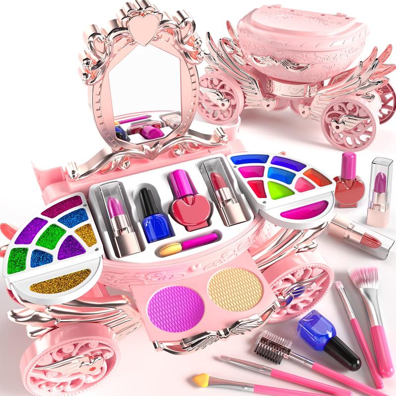 Makeup Kit for Girl - 52 Pcs Pretend Makeup ,  Toys Washable Make Up, Non Toxic Cosmetic for Little , Princess Birthday Gift