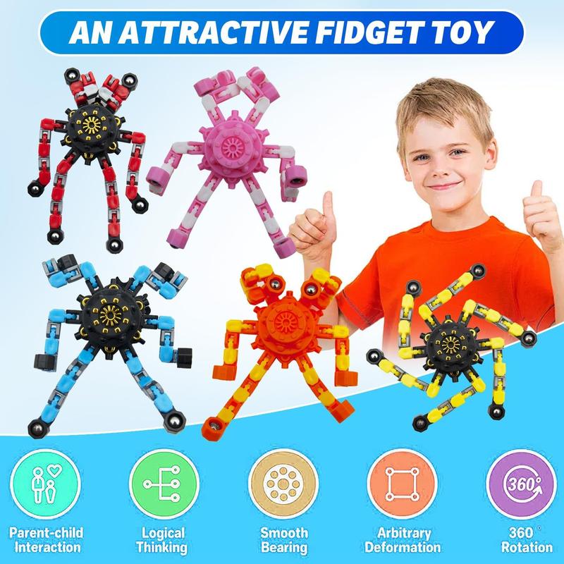 Christmas Stocking Stuffers for Kids Transformable Fidget Spinners,9Pcs Funny Sensory Fidget Toys Deformable Chain DIY Robot Spinner,Fingertip Stress Relief Gyro Toy Christmas Party Favors Toy