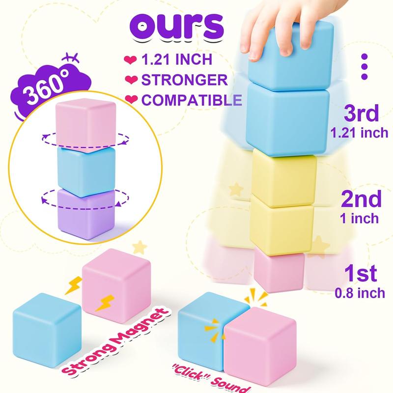 Magnetic Blocks for Toddlers Ages 3-5 Macaron 1.21 Inches Magnetic Building Blocks for Kids Ages 4-8 Gifts Montessori Magnet Cubes Sensory Toys for 3+ 4 5 6 7 Year Old Girls Boys Birthday Christmas