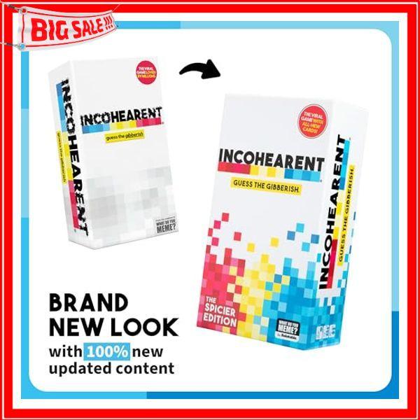 Incohearent, The Guess the Gibberish Party Game by Relatable, A Funny Card Game for Adults, Great for Christmas Party Games and Hanukkah Gifts, Includes 400 Cards, Instructions, and 1 Sand Timer