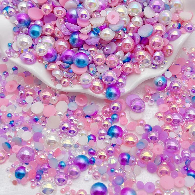 30g Mixed Sizes Faux Pearls & Rhinestones, Colorful DIY Materials for Nail Art, Crafts, Shoes, Nail and Face Art