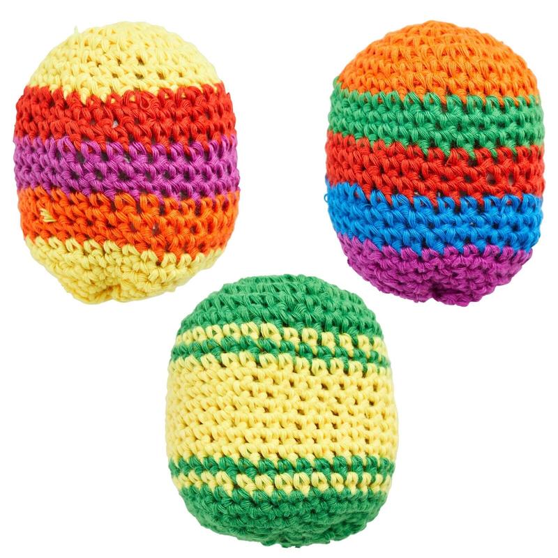 6 Pack Crochet Knitted Juggling Sacks, Footbag Kick Balls, Hacky Sacks