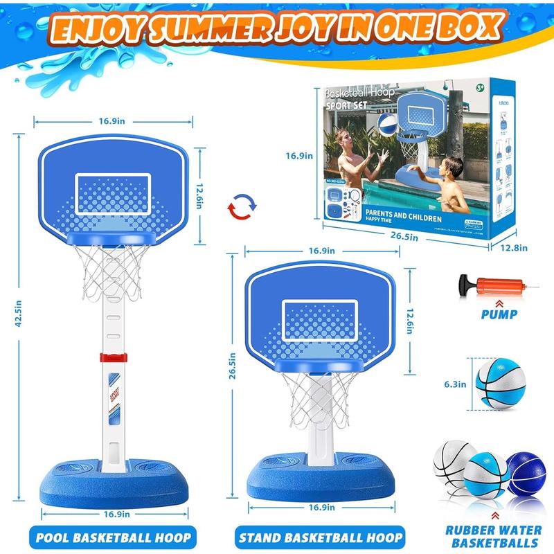 Pool Basketball Hoop Poolside Swimming Pool Basketball Game, Pool Accessories for Inground Pools, Indoor & Outdoor Toy Hoop with Adjustable Height, Summer Water Games for Kids and Adults