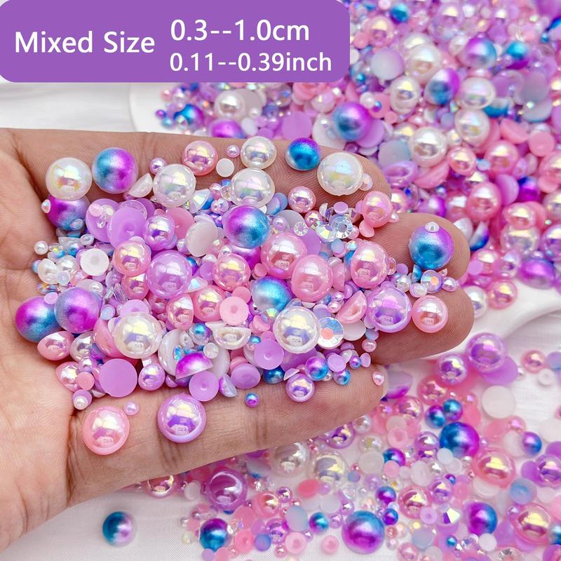 30g Mixed Sizes Faux Pearls & Rhinestones, Colorful DIY Materials for Nail Art, Crafts, Shoes, Nail and Face Art