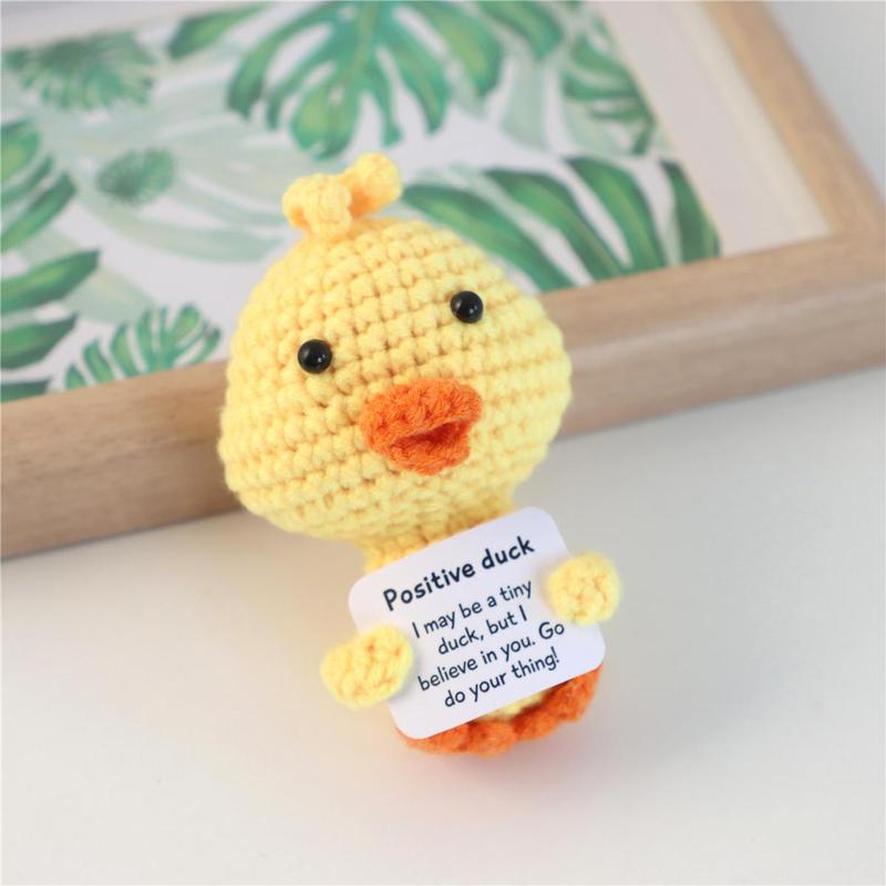 Handmade Crochet Animal Doll, 3 Counts set Cute Positive Potato Bee & Piggy & Duck Design Ornament, Home Decor, Gift for Friends