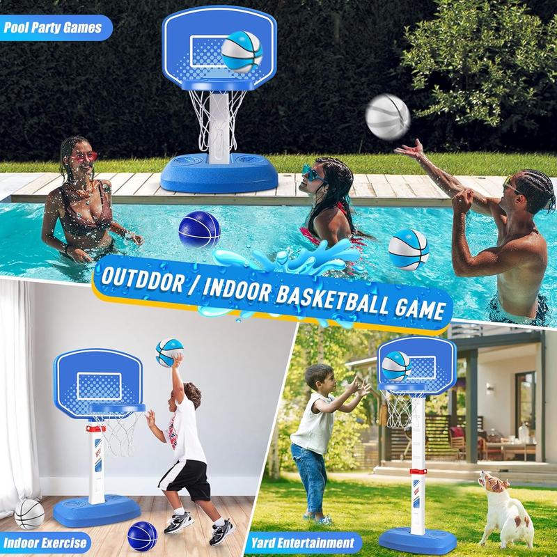 Pool Basketball Hoop Poolside Swimming Pool Basketball Game, Pool Accessories for Inground Pools, Indoor & Outdoor Toy Hoop with Adjustable Height, Summer Water Games for Kids and Adults