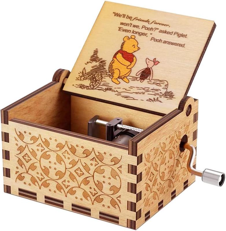 Pooh Music Box for Friend, Wooden Musical Box Gift for Sisters BFF Girlfriend Boyfriend Birthday Valentine Day Anniversary Christmas Play You are My Sunshine