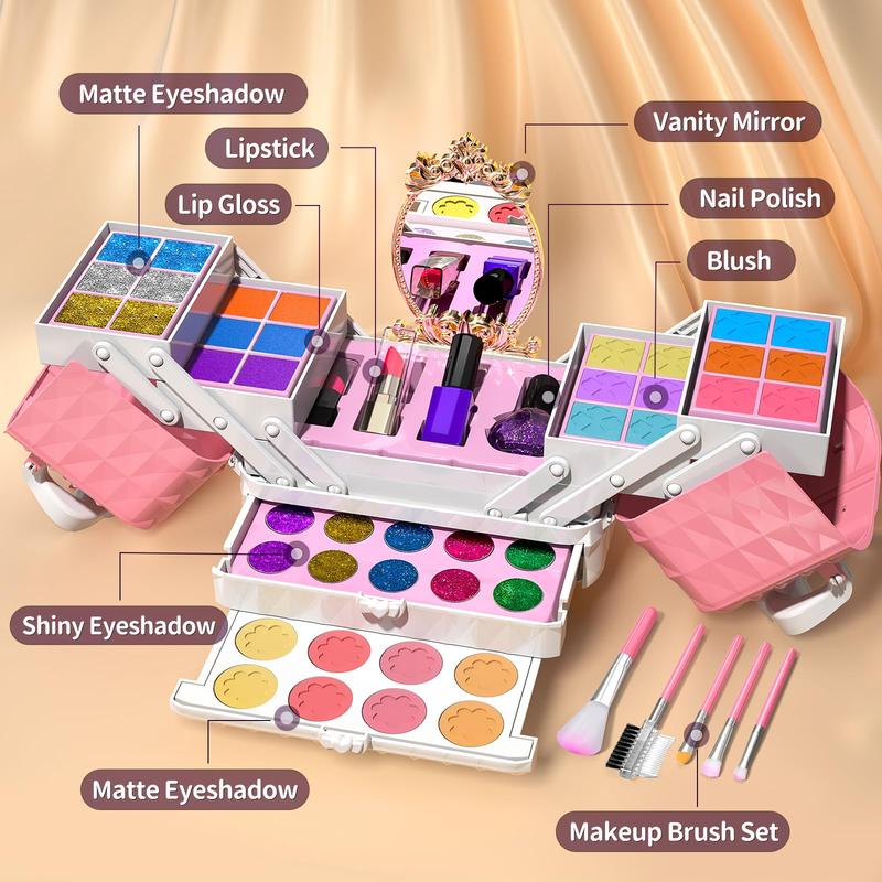 Makeup Kit for Girl - 52 Pcs Pretend Makeup ,  Toys Washable Make Up, Non Toxic Cosmetic for Little , Princess Birthday Gift