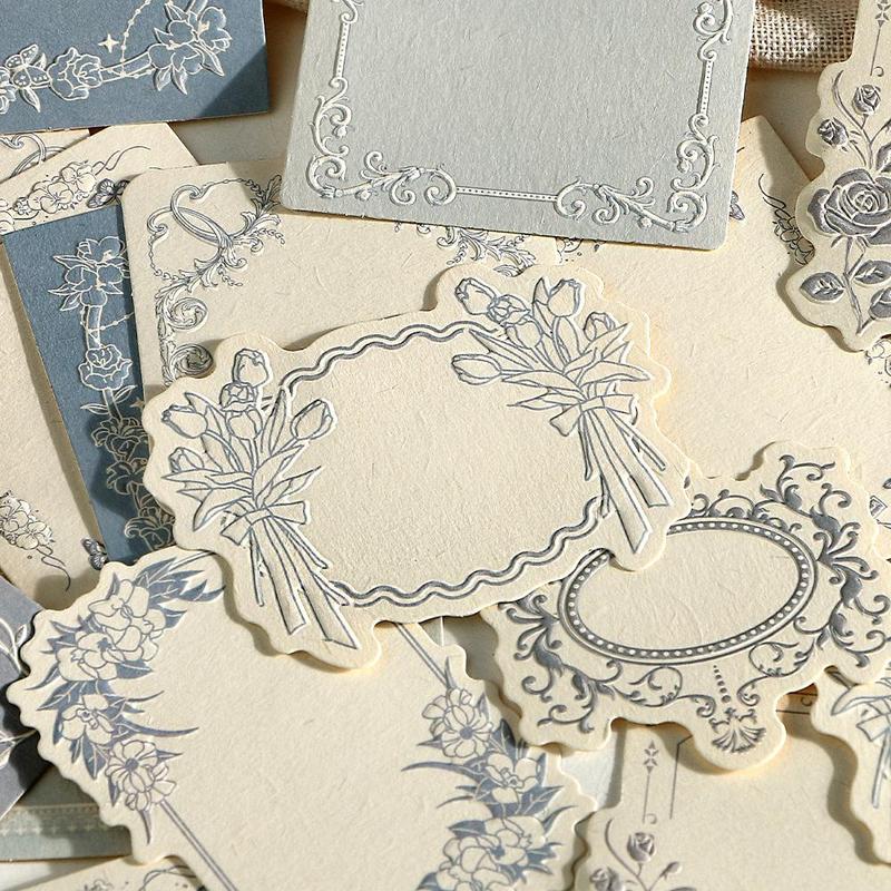 Vintage Embossed Flower Pattern Material Paper, 30pcs box Scrapbooking & Stamping Paper, DIY Decorative Paper for Scrapbooking & Journal Making