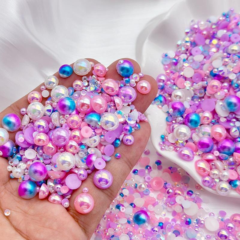 30g Mixed Sizes Faux Pearls & Rhinestones, Colorful DIY Materials for Nail Art, Crafts, Shoes, Nail and Face Art