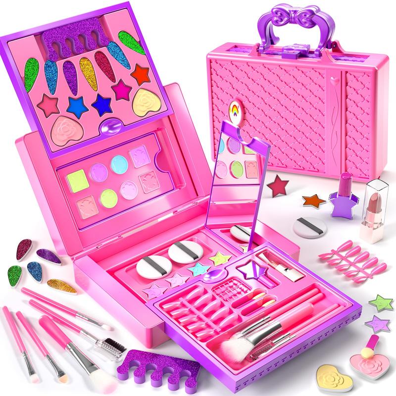 Makeup Kit for Girl - 52 Pcs Pretend Makeup ,  Toys Washable Make Up, Non Toxic Cosmetic for Little , Princess Birthday Gift