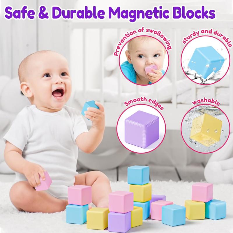 Magnetic Blocks for Toddlers Ages 3-5 Macaron 1.21 Inches Magnetic Building Blocks for Kids Ages 4-8 Gifts Montessori Magnet Cubes Sensory Toys for 3+ 4 5 6 7 Year Old Girls Boys Birthday Christmas