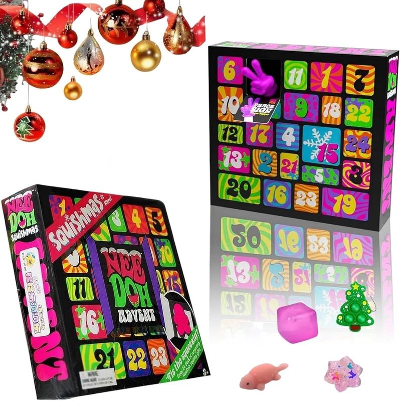 Advent Calendar 2024 with 24 Mini Squeeze Toys Christmas Squishy Advent Calendar 2024 with 24 Days of Christmas Gifts Christmas Countdown Calendar