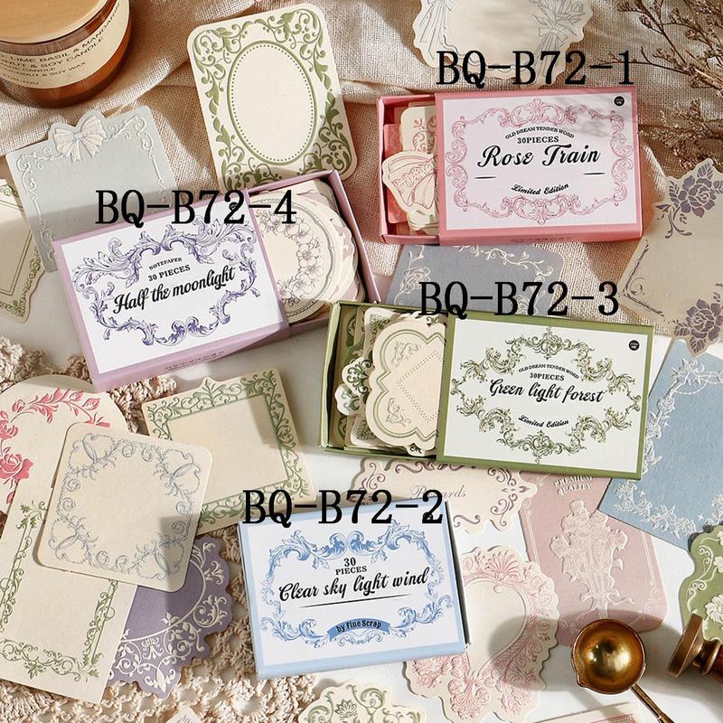 Vintage Embossed Flower Pattern Material Paper, 30pcs box Scrapbooking & Stamping Paper, DIY Decorative Paper for Scrapbooking & Journal Making