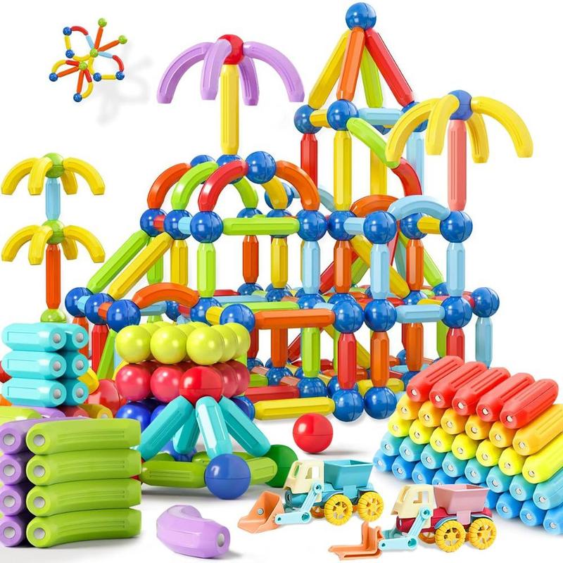 Random Color Magnetic Building Blocks, Magnet Balls and Rods Toys, Stem Sticks Toy, Learning Educational Block Building Set Toys