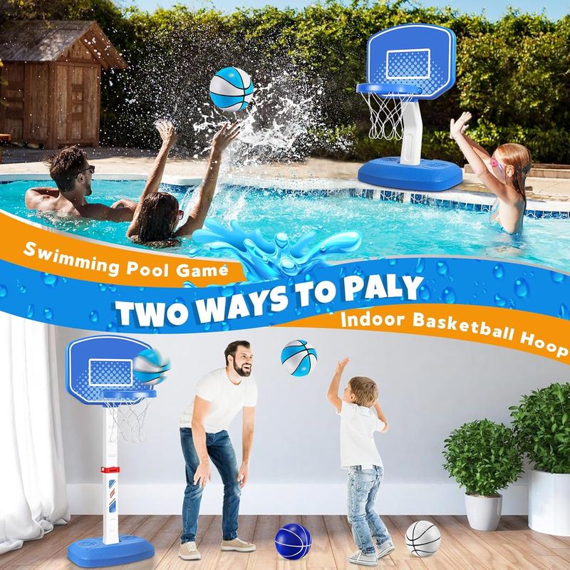 Pool Basketball Hoop Poolside Swimming Pool Basketball Game, Pool Accessories for Inground Pools, Indoor & Outdoor Toy Hoop with Adjustable Height, Summer Water Games for Kids and Adults