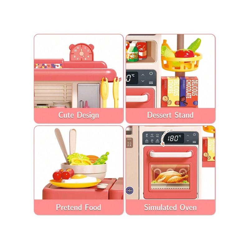 Kids Kitchen Playset, Pretend Play Kitchen With Sounds And Lights, Cooking Stove Steam,Play Sink And Play Food,Toy Kitchen Set For Kids Toddlers