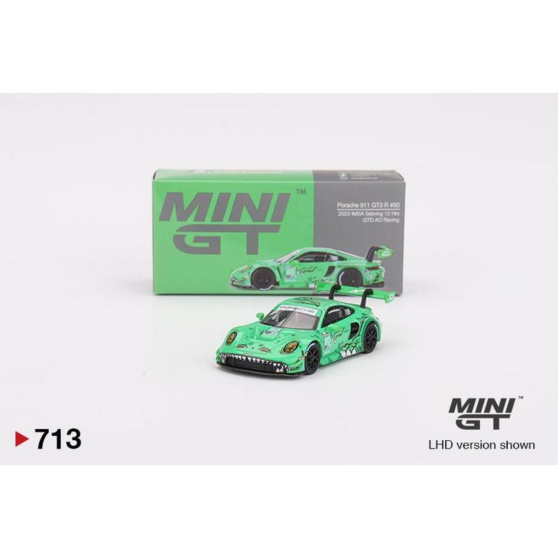 MiniGT 1:64 Porsche 911 GT3 R #80 GTD AO Racing 2023 IMSA Sebring 12 Hrs – MiJo Exclusive #713