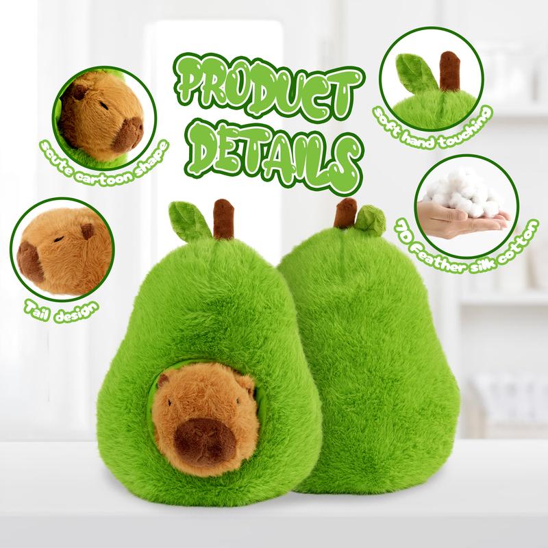 Avocado Capybara, Capybara Stuffed Animal, Capybara Plush, Capybara Toys with Turtle Backpack Plushies Hugging Gifts for Kids Brown(Avocado Capybara-13.77Inch) animalplushies