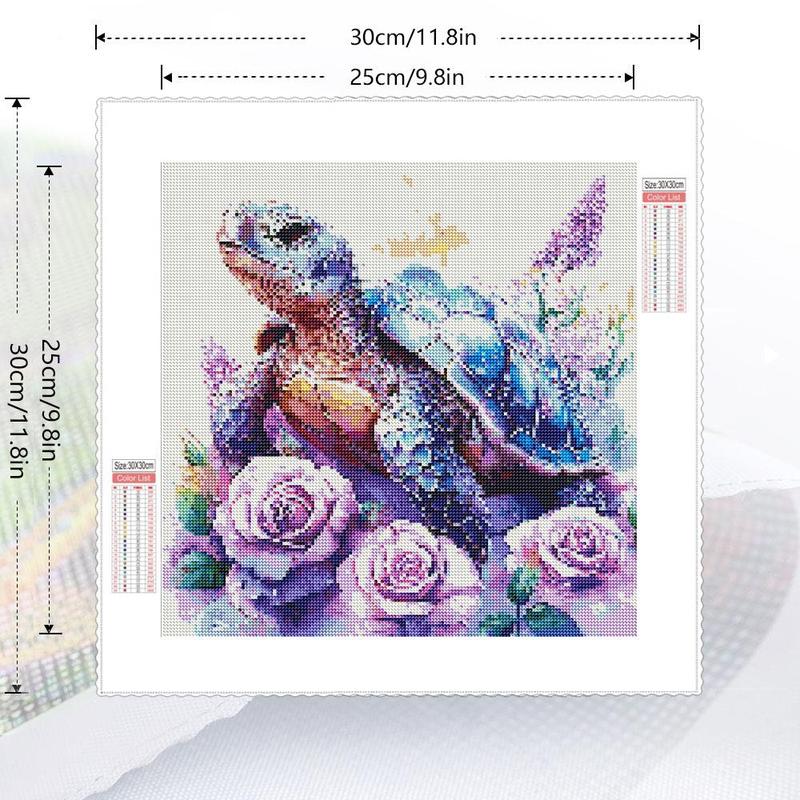 Blue Turtle Pattern DIY Diamond Arts Colorful Painting Kit without Frame, 5D Diamond Decor Painting by Numbers Kit, DIY Wall Art Decor