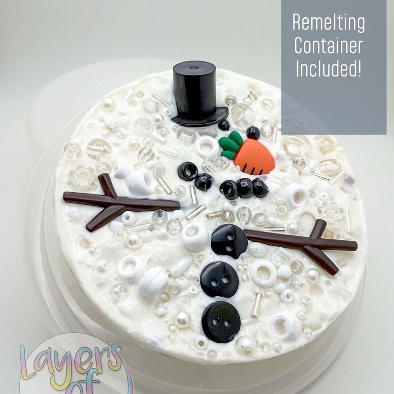 Reusable Remeltable Melted Snowman Picky Pad -Eco-Friendly and Sustainable, Large Remelt Kit & container included, Dermatillomania Fidge