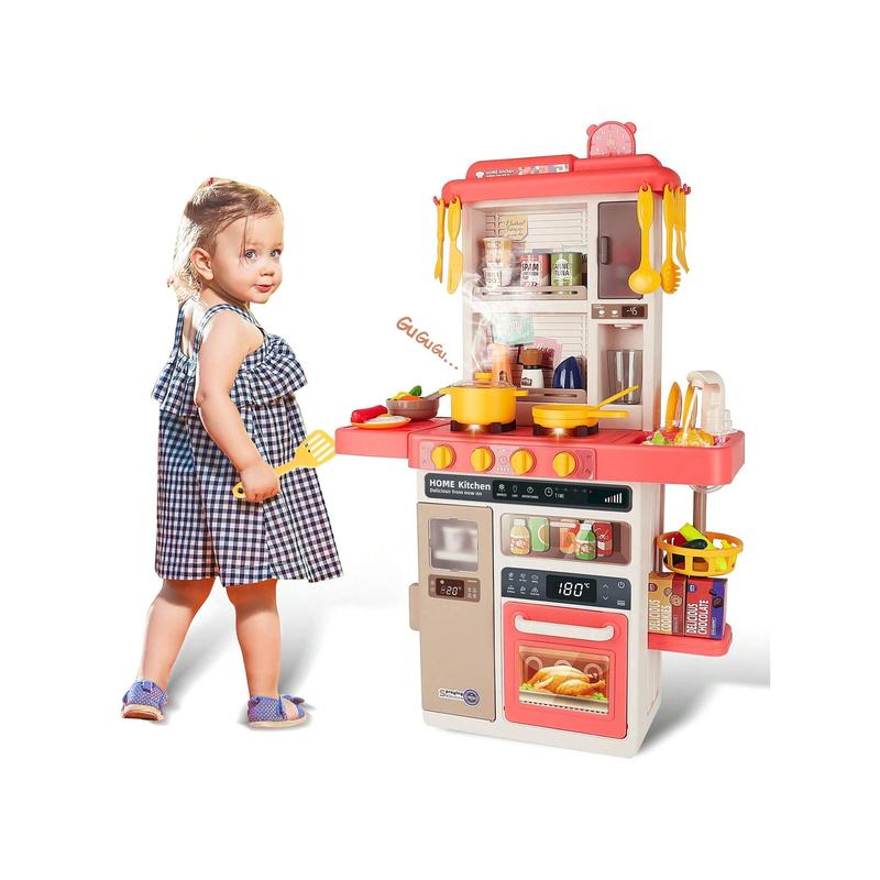 Kids Kitchen Playset, Pretend Play Kitchen With Sounds And Lights, Cooking Stove Steam,Play Sink And Play Food,Toy Kitchen Set For Kids Toddlers