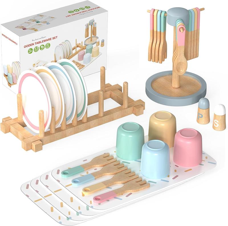 Christmas gift  33PCS Kids Kitchen playset Wooden Kitchen Set for Girls and Boys, Montessori Toys for 1-6 Year Old Toy