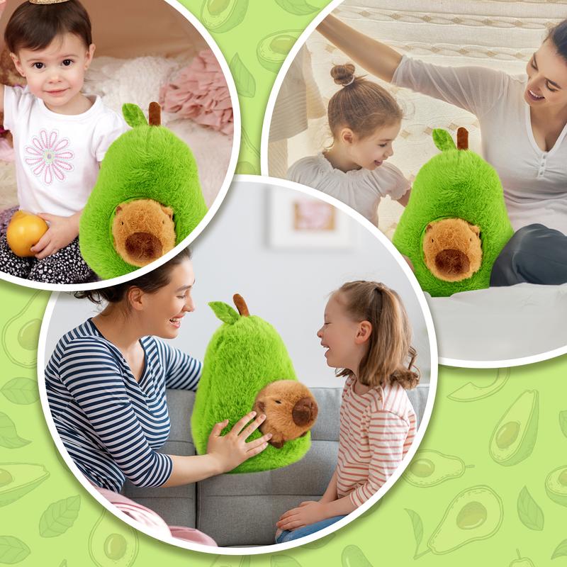 Avocado Capybara, Capybara Stuffed Animal, Capybara Plush, Capybara Toys with Turtle Backpack Plushies Hugging Gifts for Kids Brown(Avocado Capybara-13.77Inch) animalplushies