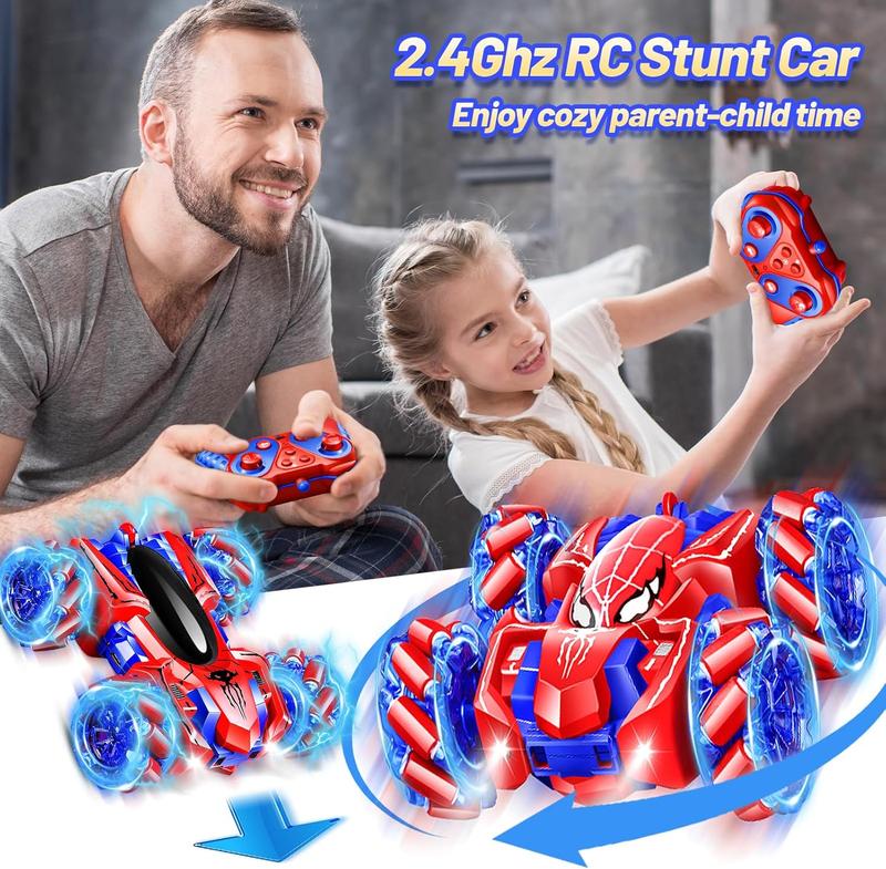 Spider Remote Control Car, Fast Race Car Rechargeable 360?Rotating Double Sided RC Stunt Car with Cool Lights, 2.4Ghz 4WD Off-Road RC Drift Car, Christmas and Birthday Gifts for 4-6 5-7 8-13 Boy Girl