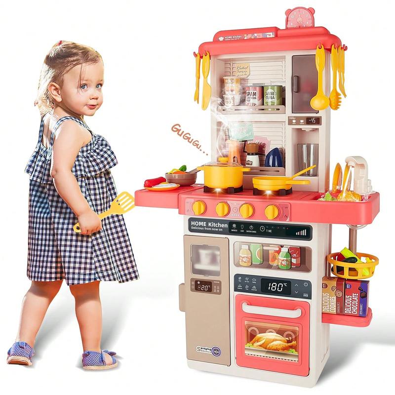 Kids Kitchen Playset, Pretend Play Kitchen With Sounds And Lights, Cooking Stove Steam,Play Sink And Play Food,Toy Kitchen Set For Kids Toddlers