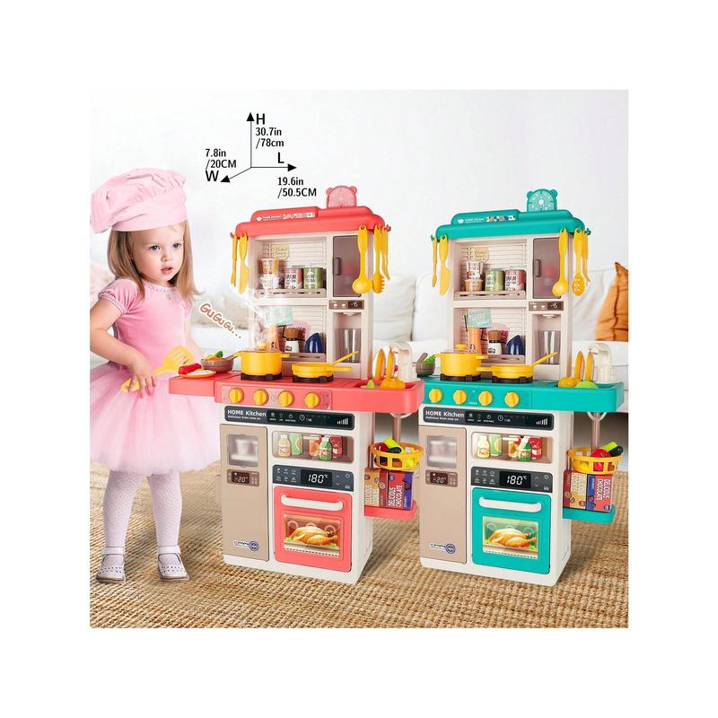 Kids Kitchen Playset, Pretend Play Kitchen With Sounds And Lights, Cooking Stove Steam,Play Sink And Play Food,Toy Kitchen Set For Kids Toddlers