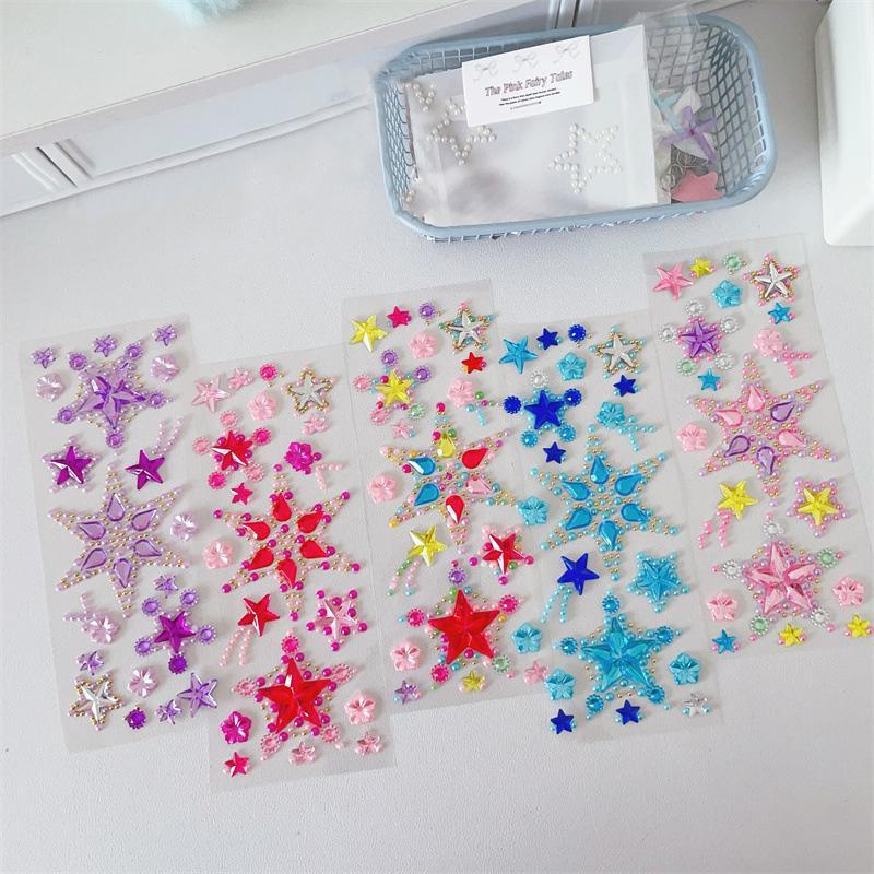 Random Color Star Shaped Sticker, 2 Counts set DIY Decorative Sticker, Multipurpose Decorative Sticker for Scrapbooking, Journaling, Gift Wrapping