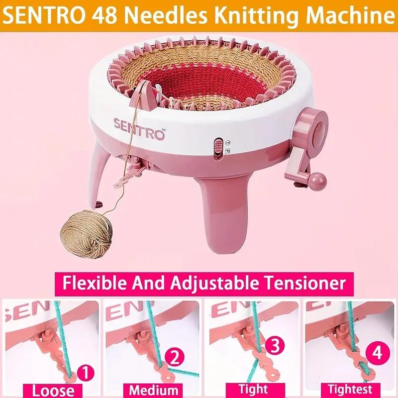 48-pin Smart braiding machine with Row Count - Adult DIY hand loom for scarves, hats, socks and gloves - beginner friendly, pink ABS material