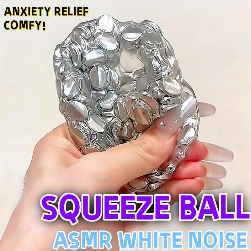 Cyberpunk-Inspired Handcrafted Silvery Squishy Ball - ASMR Relax Toy with Popping Beads, Perfect for Students & Office Workers