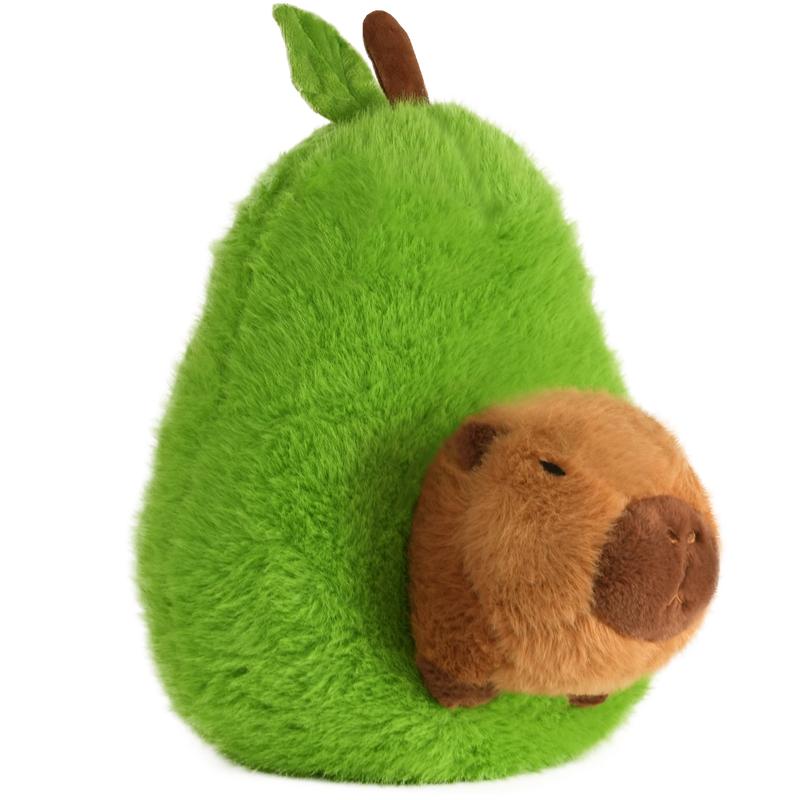 Avocado Capybara, Capybara Stuffed Animal, Capybara Plush, Capybara Toys with Turtle Backpack Plushies Hugging Gifts for Kids Brown(Avocado Capybara-13.77Inch) animalplushies