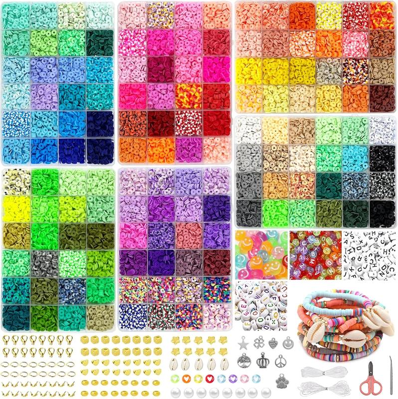 23000 count Clay Beads Bracelet Making Kit 144 Colors Clay Bead Bracelet Kit Polymer Heishi Beads Clay Bead Kit 6mm with Letter Beads Charms and Elastic Strings Friendship Bracelet Kit Crafts...