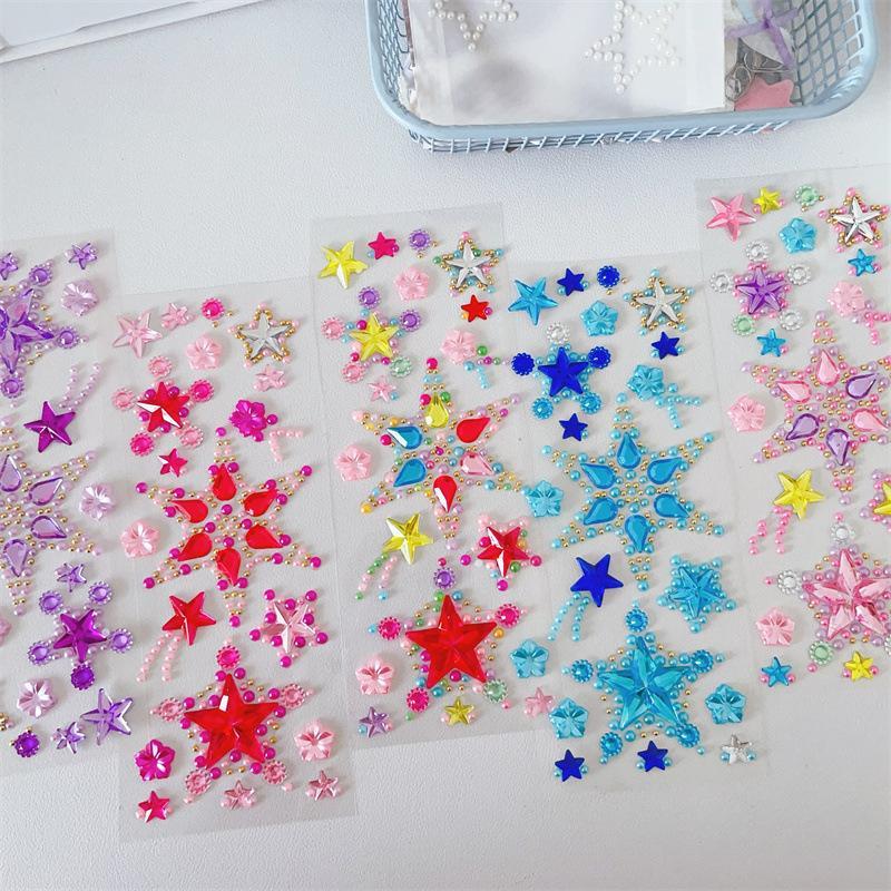 Random Color Star Shaped Sticker, 2 Counts set DIY Decorative Sticker, Multipurpose Decorative Sticker for Scrapbooking, Journaling, Gift Wrapping