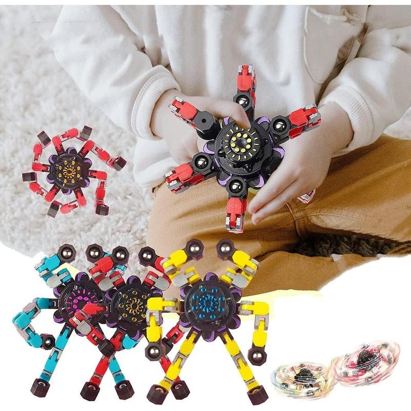 Deformable Fidget Robot, Deformable Fingertip Gyro, Kids DIY Deformable Robot Fingertip Spinner, Spinning Vent Chain Fidget Toys Creative Decompression Gyro Robot Toys (8Pcs)