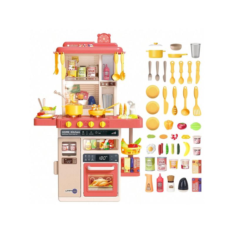 Kids Kitchen Playset, Pretend Play Kitchen With Sounds And Lights, Cooking Stove Steam,Play Sink And Play Food,Toy Kitchen Set For Kids Toddlers