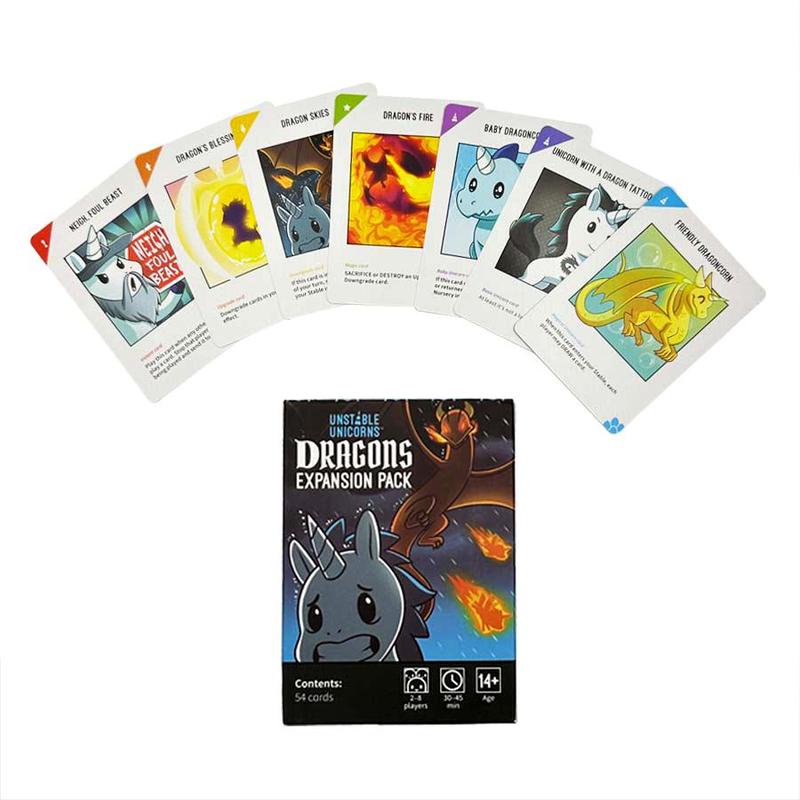 Unstable Unicorn Dragon Expansion Pack Cards, 54pcs set Party Game Cards, Party Activities Supplies for Friends Family