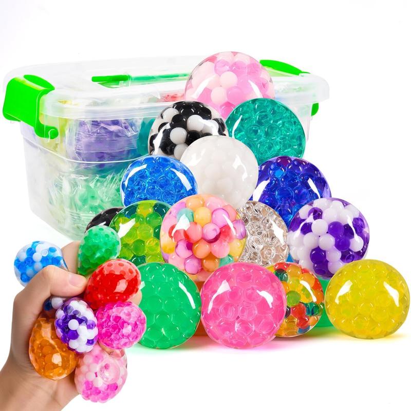 Mini Stress Ball Toys, 24 Pack Squeeze Fidget Toys for Adults, Squishy Toy Stress Relief Ball, Relieve Work Anxiety, Exercise Hand Flexibility, Valentines Day Party Favors