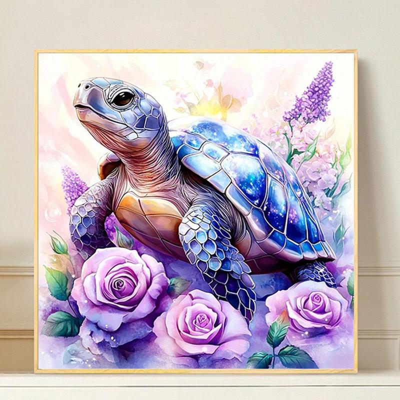 Blue Turtle Pattern DIY Diamond Arts Colorful Painting Kit without Frame, 5D Diamond Decor Painting by Numbers Kit, DIY Wall Art Decor