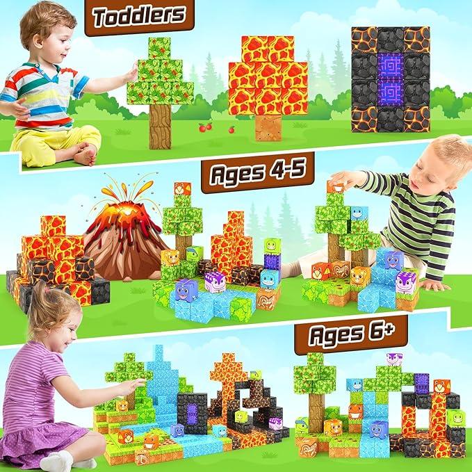 Holiday Haul Deal Coodoo Dinosaur Magnetic Blocks 84 Pieces Creative Jurassic Scenes Kids Outdoor Play Christmas Gift