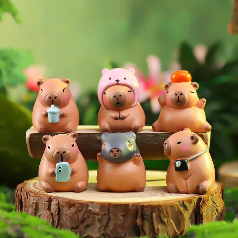 Cartoon Capybara Blind Box Simulation Mini Capybara Action Figures Doll Car Desk Decoration Children Birthday Christmas Gifts