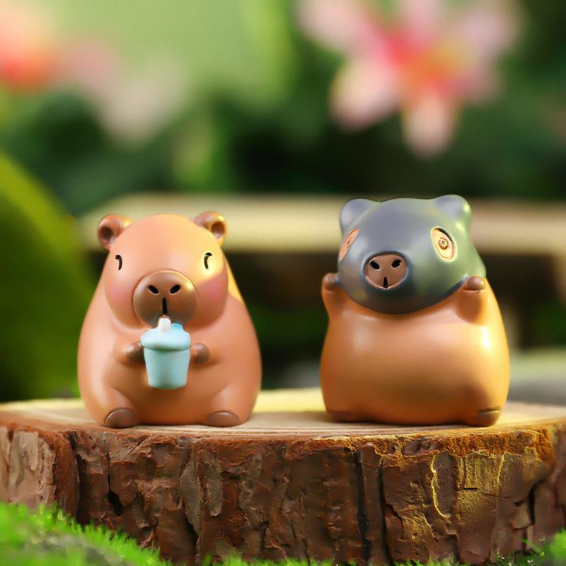 Cartoon Capybara Blind Box Simulation Mini Capybara Action Figures Doll Car Desk Decoration Children Birthday Christmas Gifts