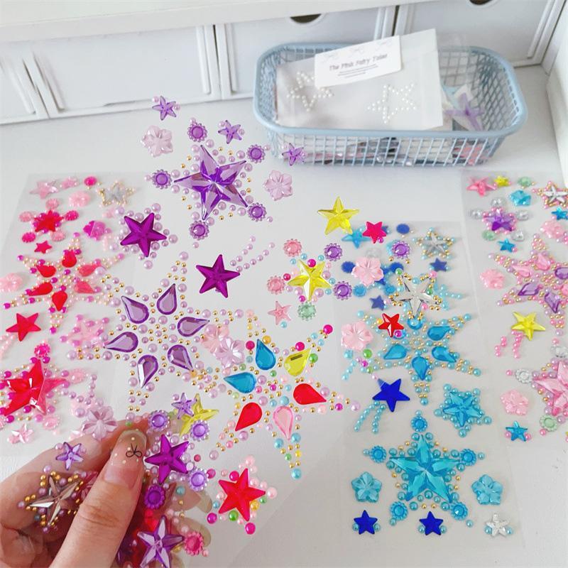 Random Color Star Shaped Sticker, 2 Counts set DIY Decorative Sticker, Multipurpose Decorative Sticker for Scrapbooking, Journaling, Gift Wrapping