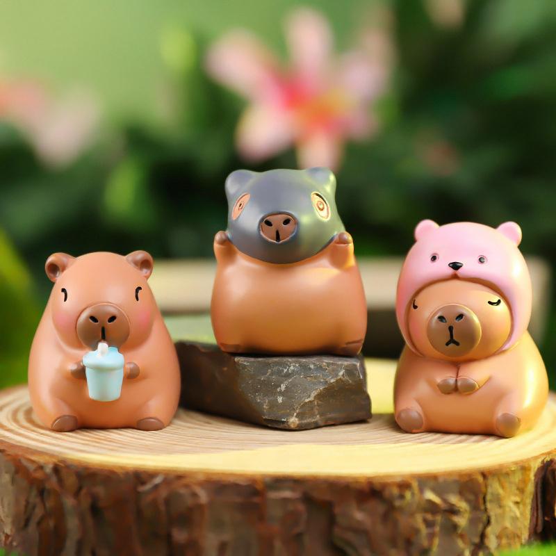 Cartoon Capybara Blind Box Simulation Mini Capybara Action Figures Doll Car Desk Decoration Children Birthday Christmas Gifts