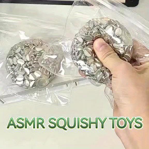 Cyberpunk-Inspired Handcrafted Silvery Squishy Ball - ASMR Relax Toy with Popping Beads, Perfect for Students & Office Workers