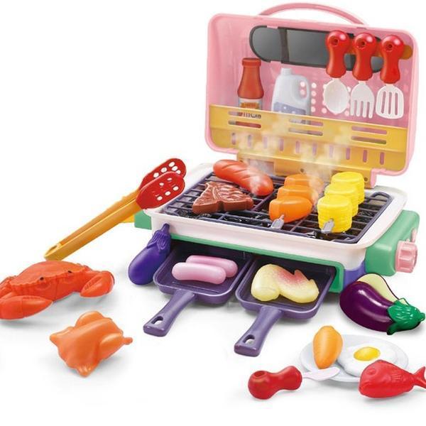 Kids BBQ Grill Playset, Kitchen Toy Set with Pretend Smoke, Light, Sound & Color-Changing Food, Toy Kitchen Accessories, Indoor Outdoor Cooking Toy for Boys Girls Kids kitchen tool