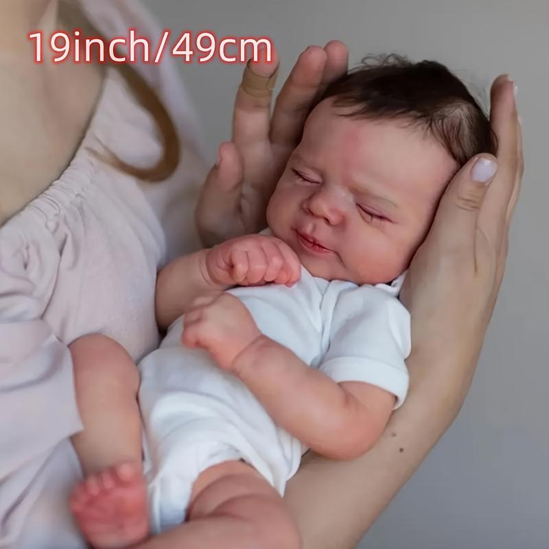 19 Inch 49 Cm Reborn Baby Dolls- Lifelike Newborn Baby-Real Life Baby Toys Realistic-Soft Touch Full Vinyl Girl Doll-Soundly Sleeping Baby For Kids Birthday Christmas Gifts